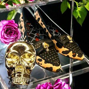 Abbey Dawn Shoes Skull Accents Black Flats Avril Lavigne SZ 9 Gothic Halloween